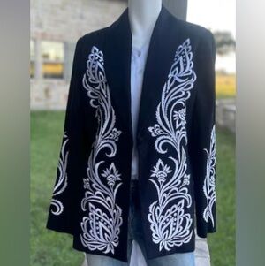 1990’s Bob Mackie Wearable Art~ Black and White Jacket Blazer, western rodeo